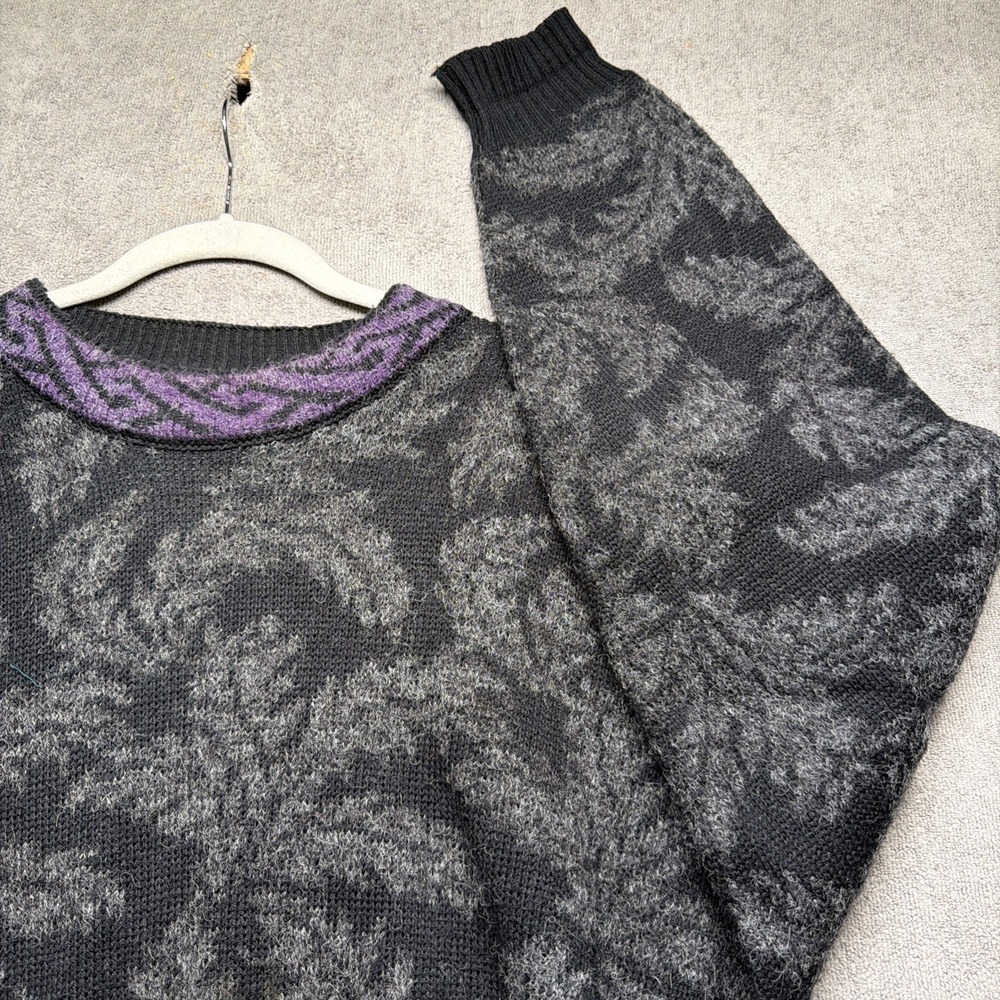 Vintage Jed Black Gray Pattern Crewneck Sweater Mens XL 90s Grunge‎ Cozy